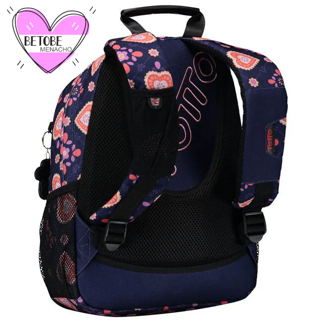 Mochila Escolar Pequeña Totto Corazones Y Flores - Imagen 5