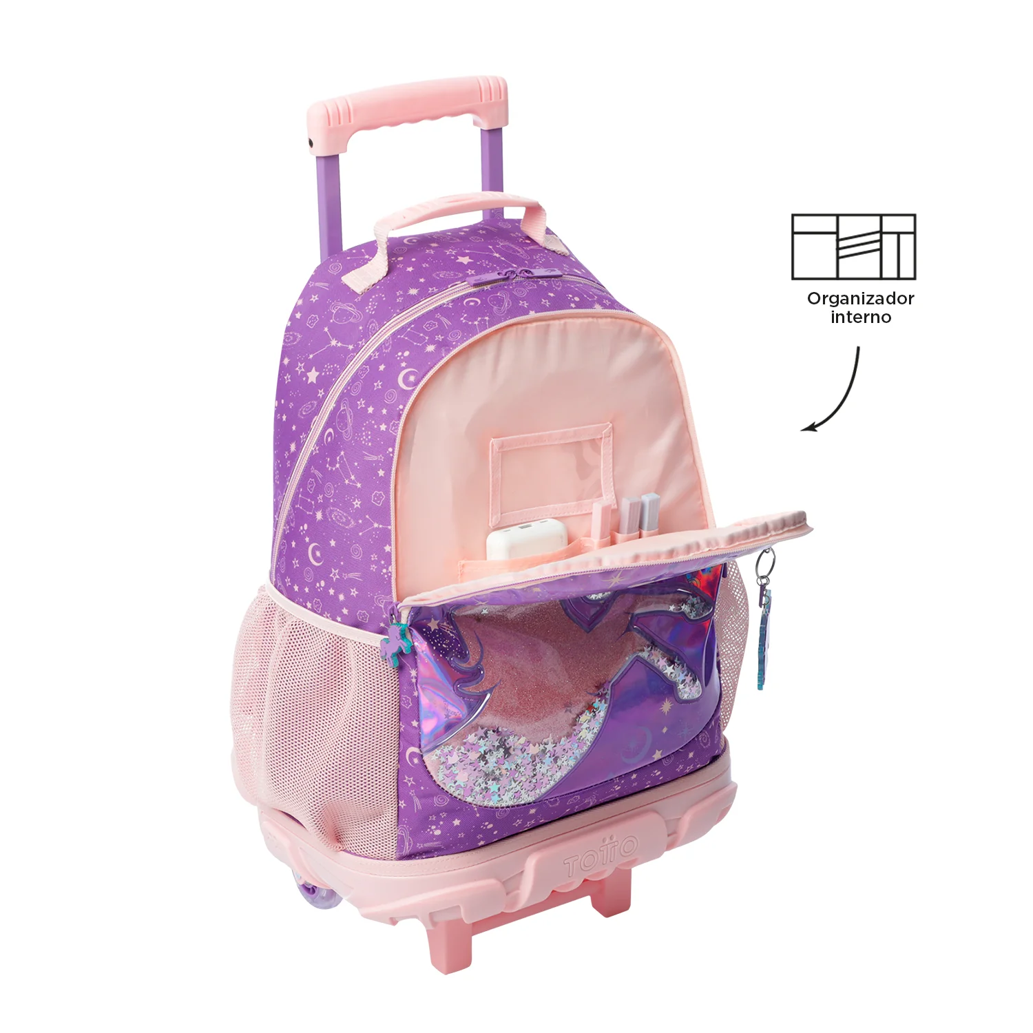 Mochila Escolar Grande Con Ruedas Unispace Unicornio Brillante Bomper Talla L - Totto - Imagen 3