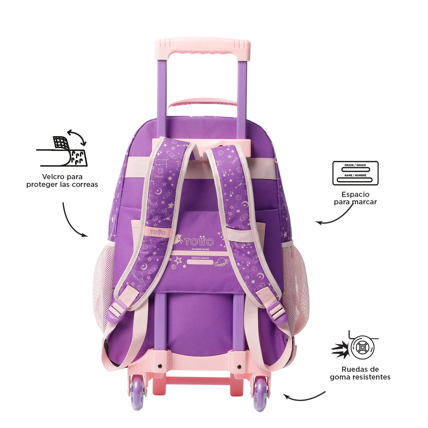 Mochila Escolar Grande Con Ruedas Unispace Unicornio Brillante Bomper Talla L - Totto - Imagen 5