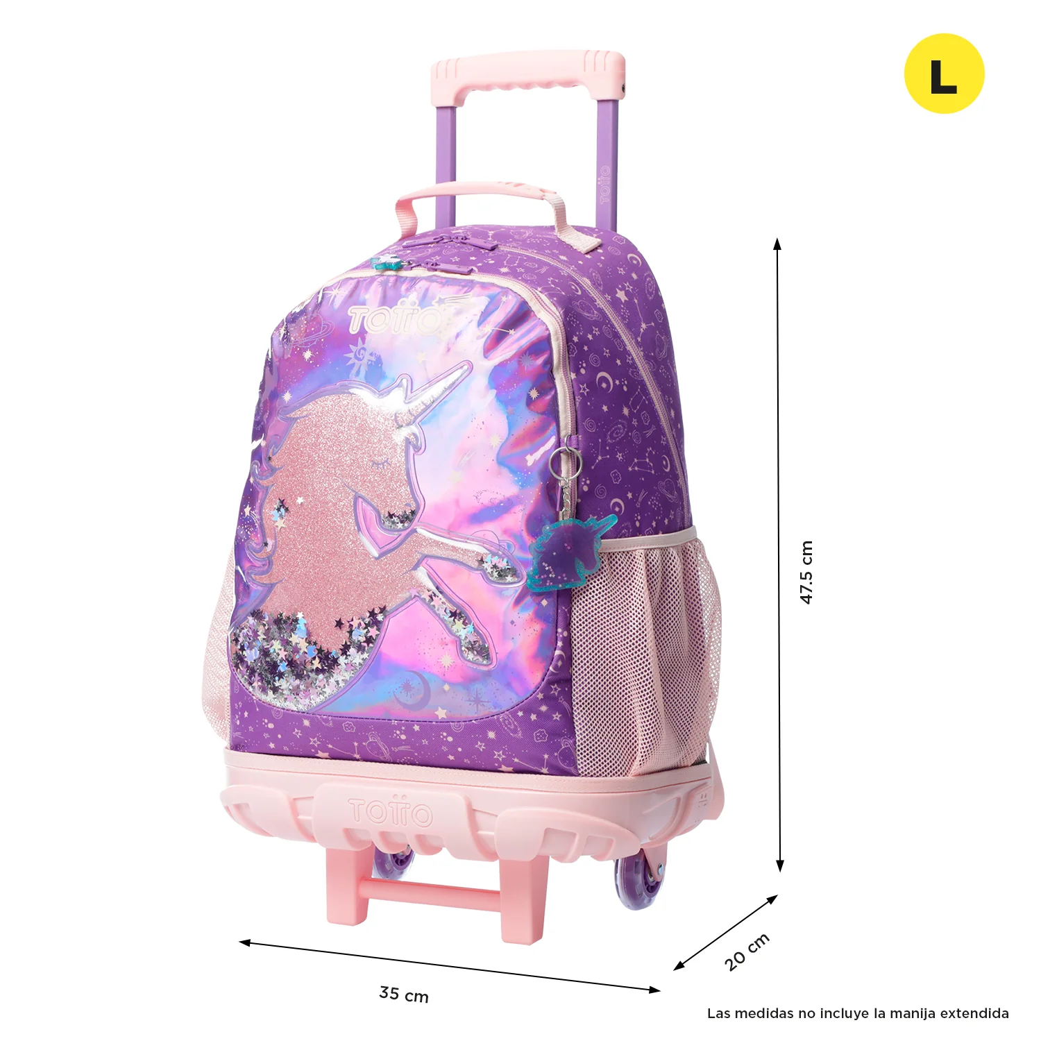 Mochila Escolar Grande Con Ruedas Unispace Unicornio Brillante Bomper Talla L - Totto - Imagen 6