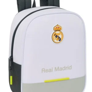 Mochila Preescolar Real Madrid Primera Equipación Mochila De Guardería Real Madrid Primera Equipación 25/26 Mochila Infantil Escolar Real Madrid Blanco Amarillo - Safta
